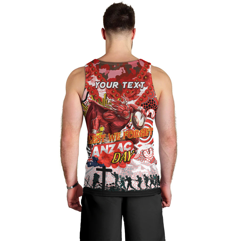 Personalised Dragons ANZAC Day Men Tank Top Aboriginal Rising Sun
