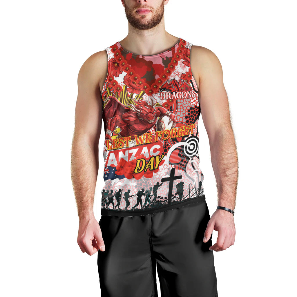 Personalised Dragons ANZAC Day Men Tank Top Aboriginal Rising Sun