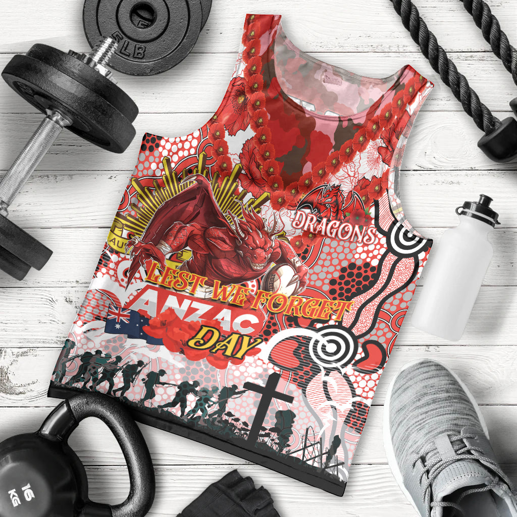 Personalised Dragons ANZAC Day Men Tank Top Aboriginal Rising Sun