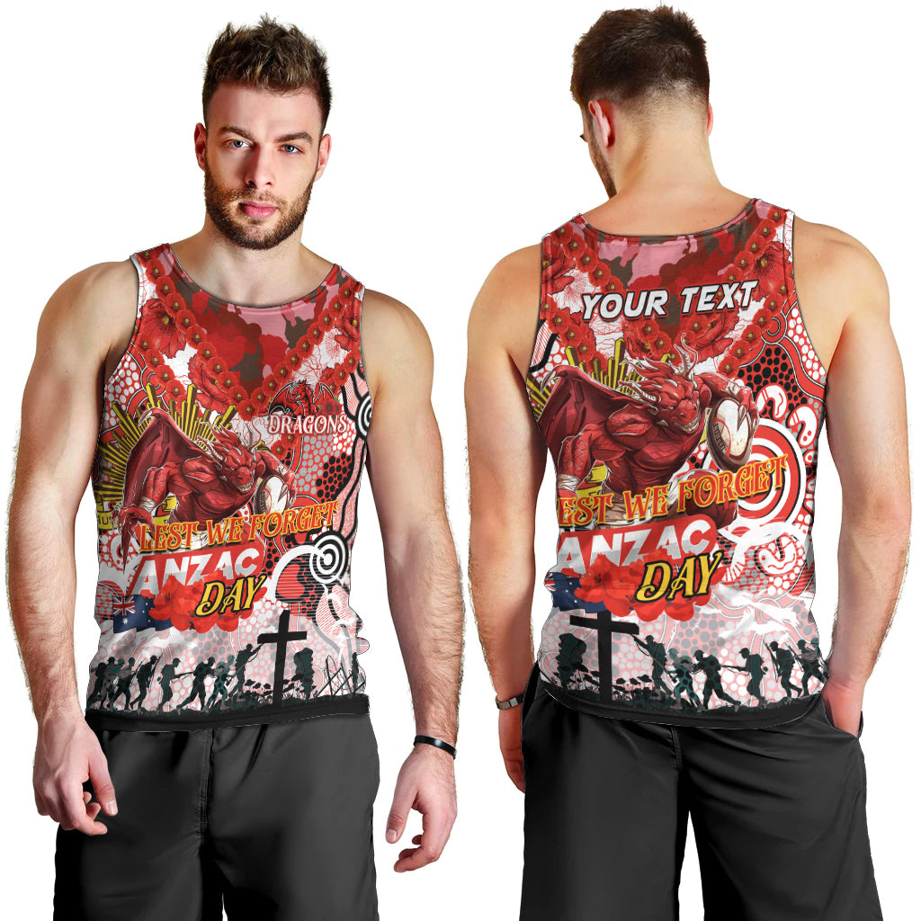 Personalised Dragons ANZAC Day Men Tank Top Aboriginal Rising Sun