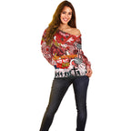 Personalised Dragons ANZAC Day Off Shoulder Sweater Aboriginal Rising Sun
