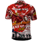 Personalised Dragons ANZAC Day Polo Shirt Aboriginal Rising Sun