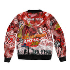 Personalised Dragons ANZAC Day Sleeve Zip Bomber Jacket Aboriginal Rising Sun