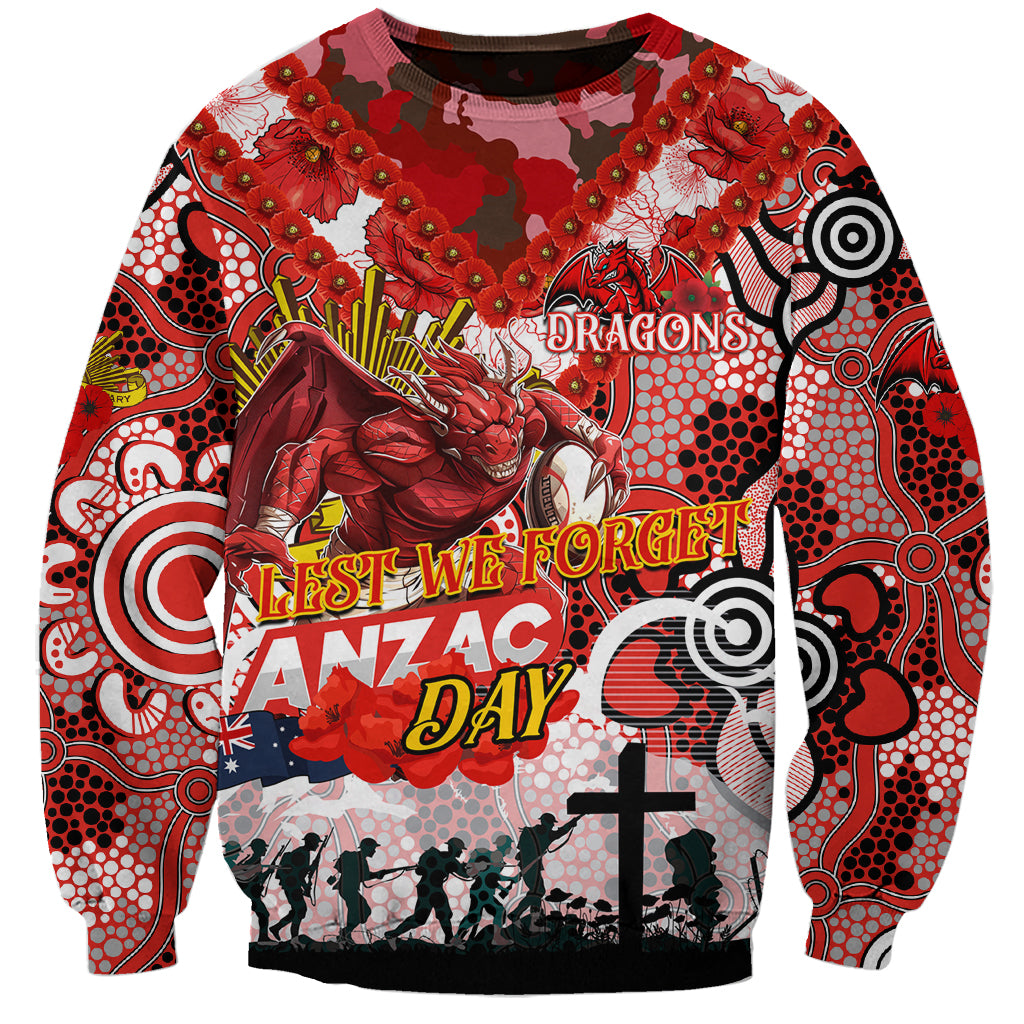 Personalised Dragons ANZAC Day Sweatshirt Aboriginal Rising Sun