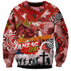 Personalised Dragons ANZAC Day Sweatshirt Aboriginal Rising Sun