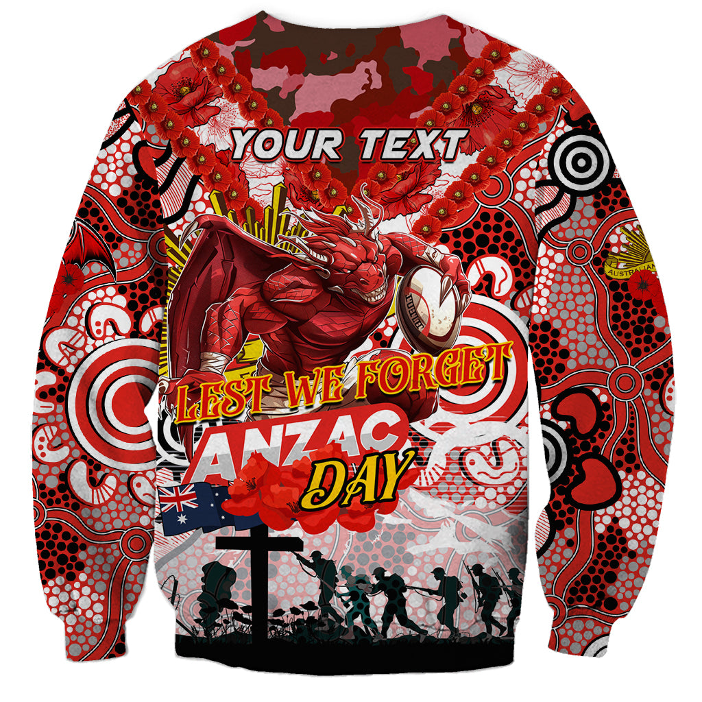 Personalised Dragons ANZAC Day Sweatshirt Aboriginal Rising Sun