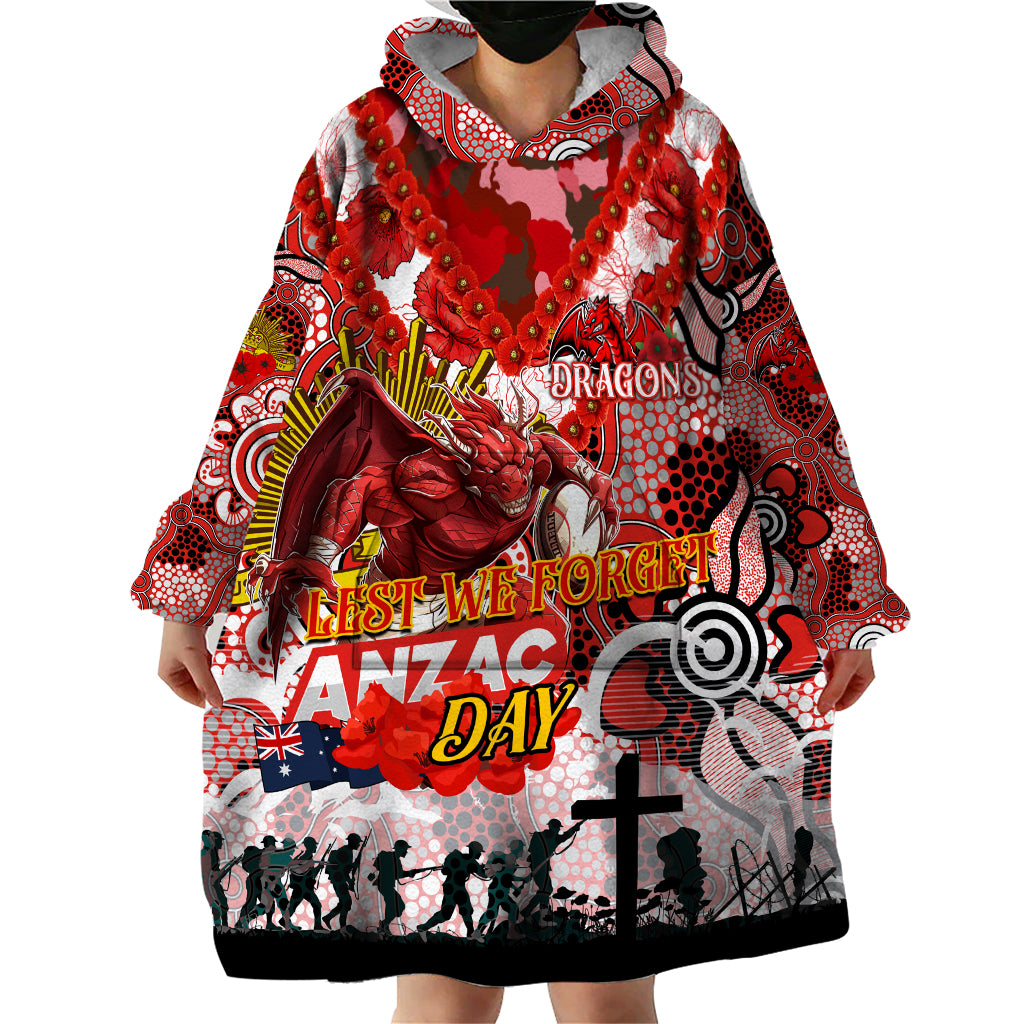 Personalised Dragons ANZAC Day Wearable Blanket Hoodie Aboriginal Rising Sun