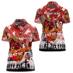 Personalised Dragons ANZAC Day Women Polo Shirt Aboriginal Rising Sun