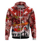 Personalised Dragons ANZAC Day Zip Hoodie Aboriginal Rising Sun