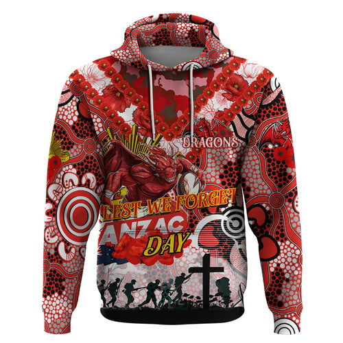 Personalised Dragons ANZAC Day Zip Hoodie Aboriginal Rising Sun