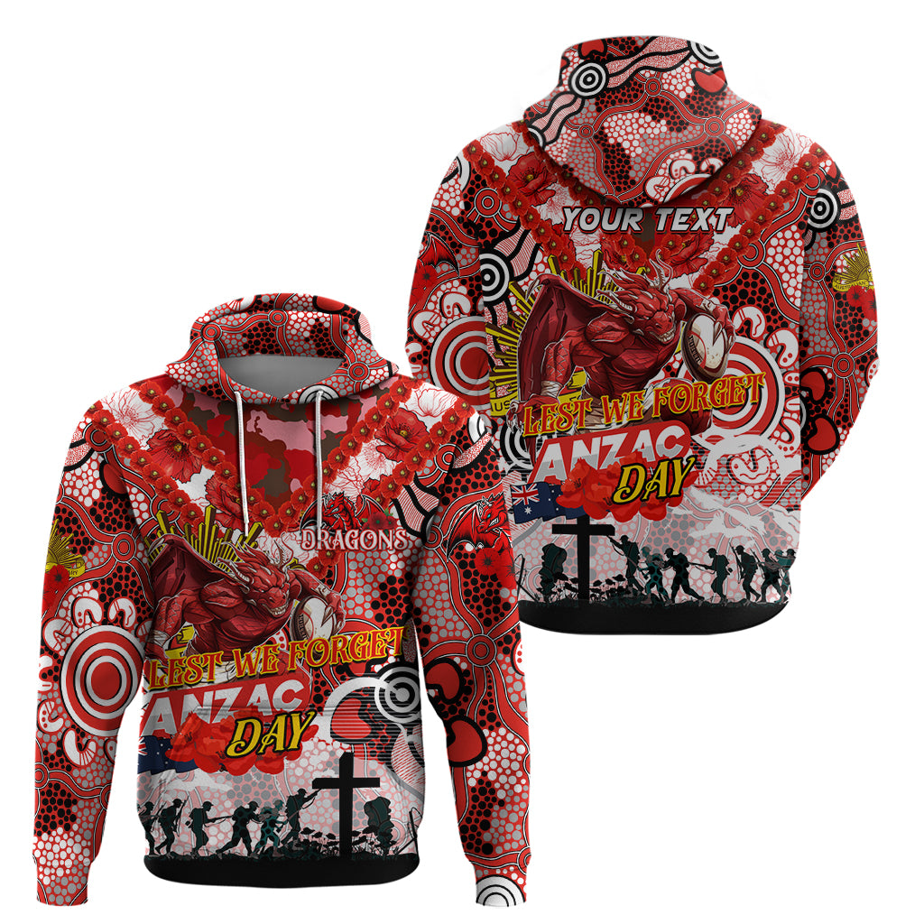 Personalised Dragons ANZAC Day Zip Hoodie Aboriginal Rising Sun
