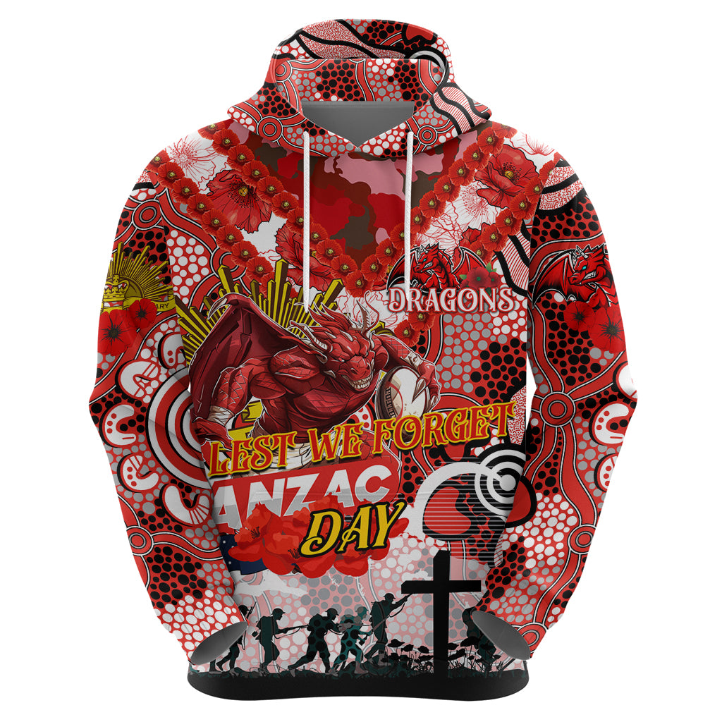 Personalised Dragons ANZAC Day Zip Hoodie Aboriginal Rising Sun