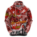 Personalised Dragons ANZAC Day Zip Hoodie Aboriginal Rising Sun