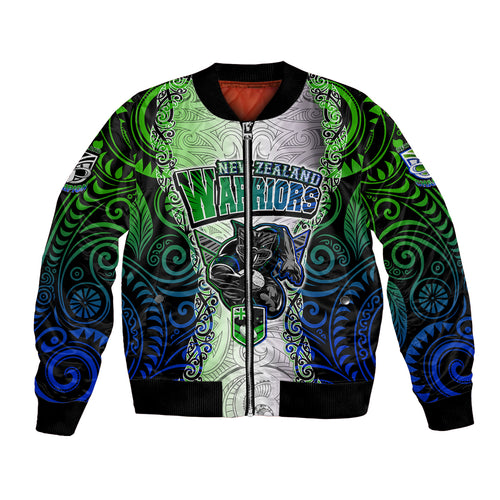 personalised-new-zealand-warriors-bomber-jacket-maori-silver-fern-green