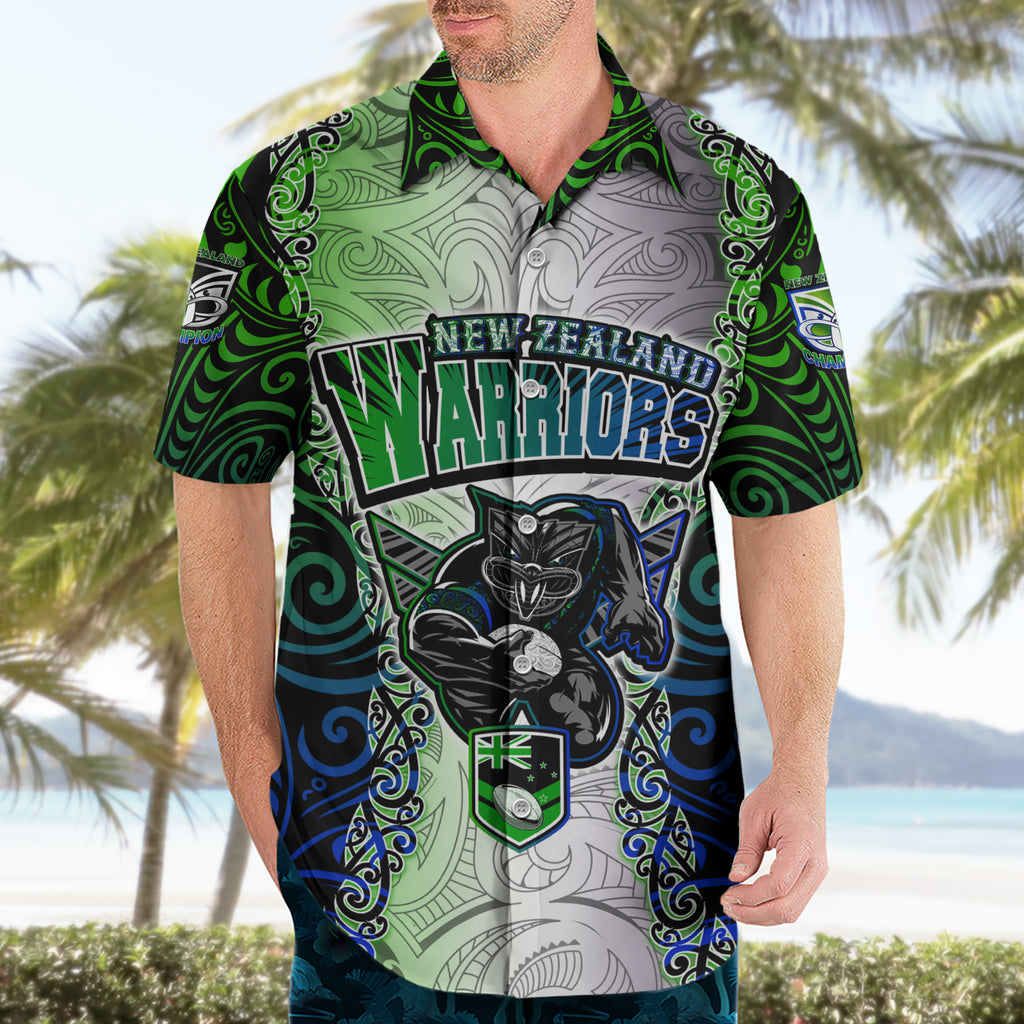 personalised-new-zealand-warriors-hawaiian-shirt-maori-silver-fern-green