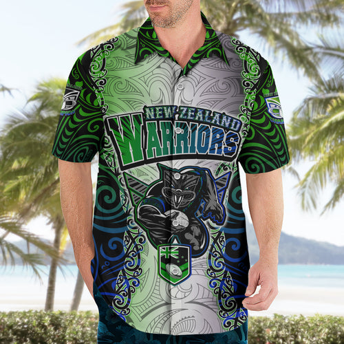 personalised-new-zealand-warriors-hawaiian-shirt-maori-silver-fern-green