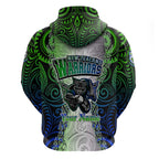 Personalised New Zealand Warriors Hoodie Maori Silver Fern Green DT02