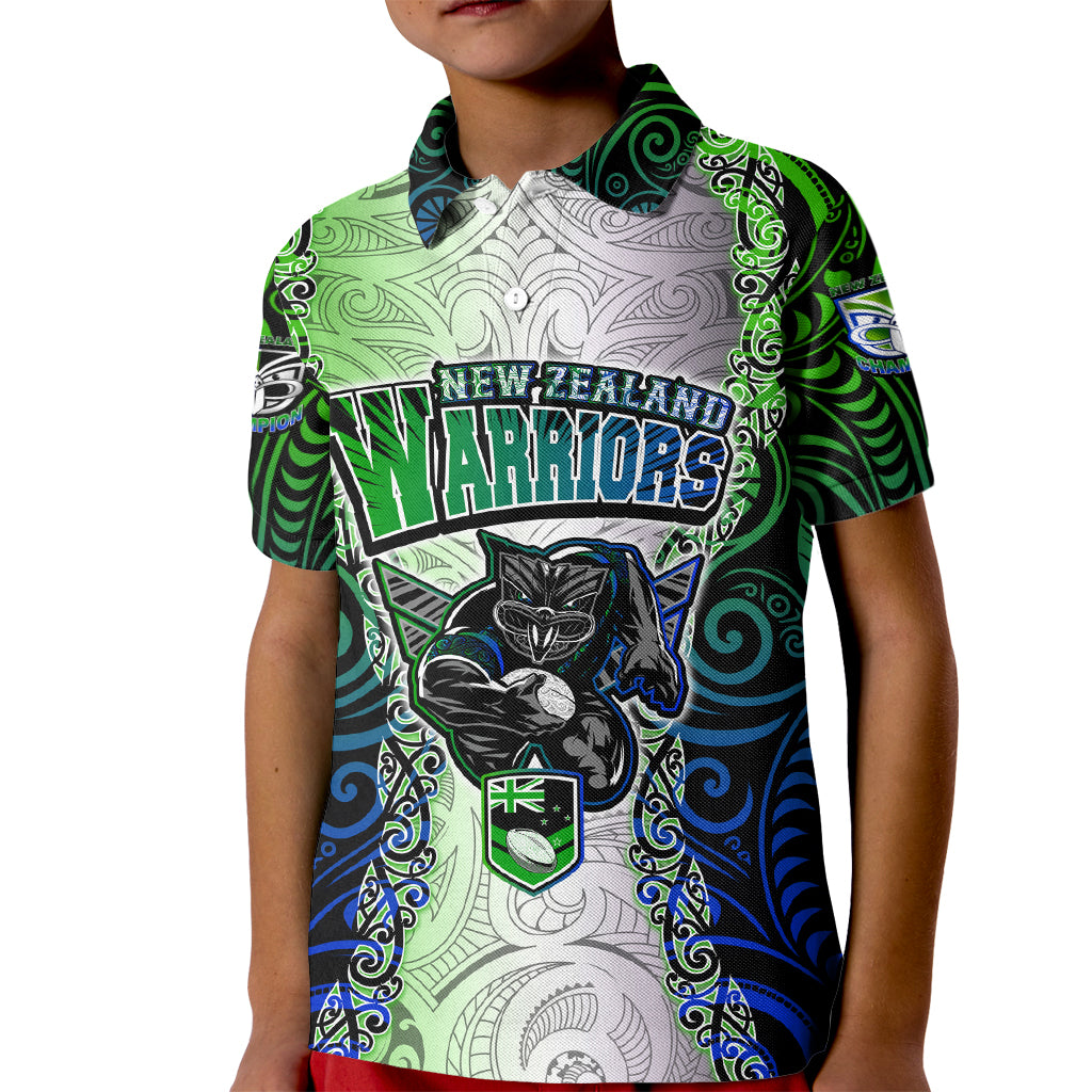 personalised-new-zealand-warriors-kid-polo-shirt-maori-silver-fern-green