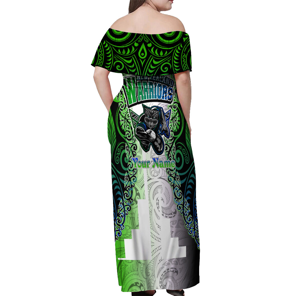 personalised-new-zealand-warriors-off-shoulder-maxi-dress-maori-silver-fern-green