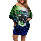 personalised-new-zealand-warriors-off-shoulder-short-dress-maori-silver-fern-green