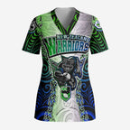 Personalized New Zealand Warriors Scrub Top Maori Silver Fern Green - Aussie Hoodie