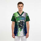 Personalized New Zealand Warriors Scrub Top Maori Silver Fern Green - Aussie Hoodie