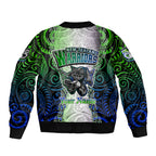 personalised-new-zealand-warriors-sleeve-zip-bomber-jacket-maori-silver-fern-green