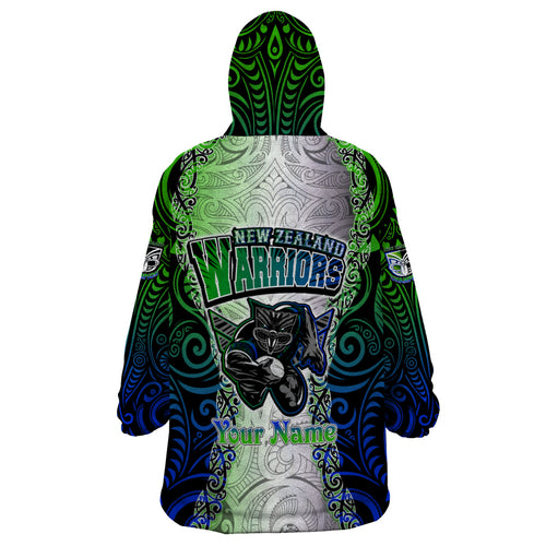 personalised-new-zealand-warriors-wearable-blanket-hoodie-maori-silver-fern-green