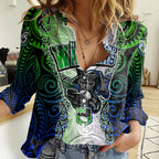 personalised-new-zealand-warriors-women-casual-shirt-maori-silver-fern-green
