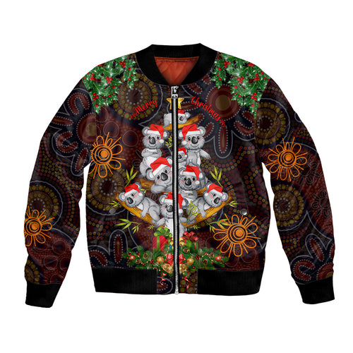 aboriginal-christmas-bomber-jacket-aussie-koala-christmas-tree-with-aboriginal-inspired