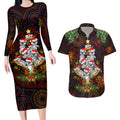 aboriginal-christmas-couples-matching-long-sleeve-bodycon-dress-and-hawaiian-shirt-aussie-koala-christmas-tree-with-aboriginal-inspired