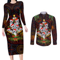 aboriginal-christmas-couples-matching-long-sleeve-bodycon-dress-and-long-sleeve-button-shirts-aussie-koala-christmas-tree-with-aboriginal-inspired