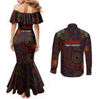 aboriginal-christmas-couples-matching-mermaid-dress-and-long-sleeve-button-shirts-aussie-koala-christmas-tree-with-aboriginal-inspired