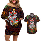 aboriginal-christmas-couples-matching-off-shoulder-short-dress-and-hawaiian-shirt-aussie-koala-christmas-tree-with-aboriginal-inspired