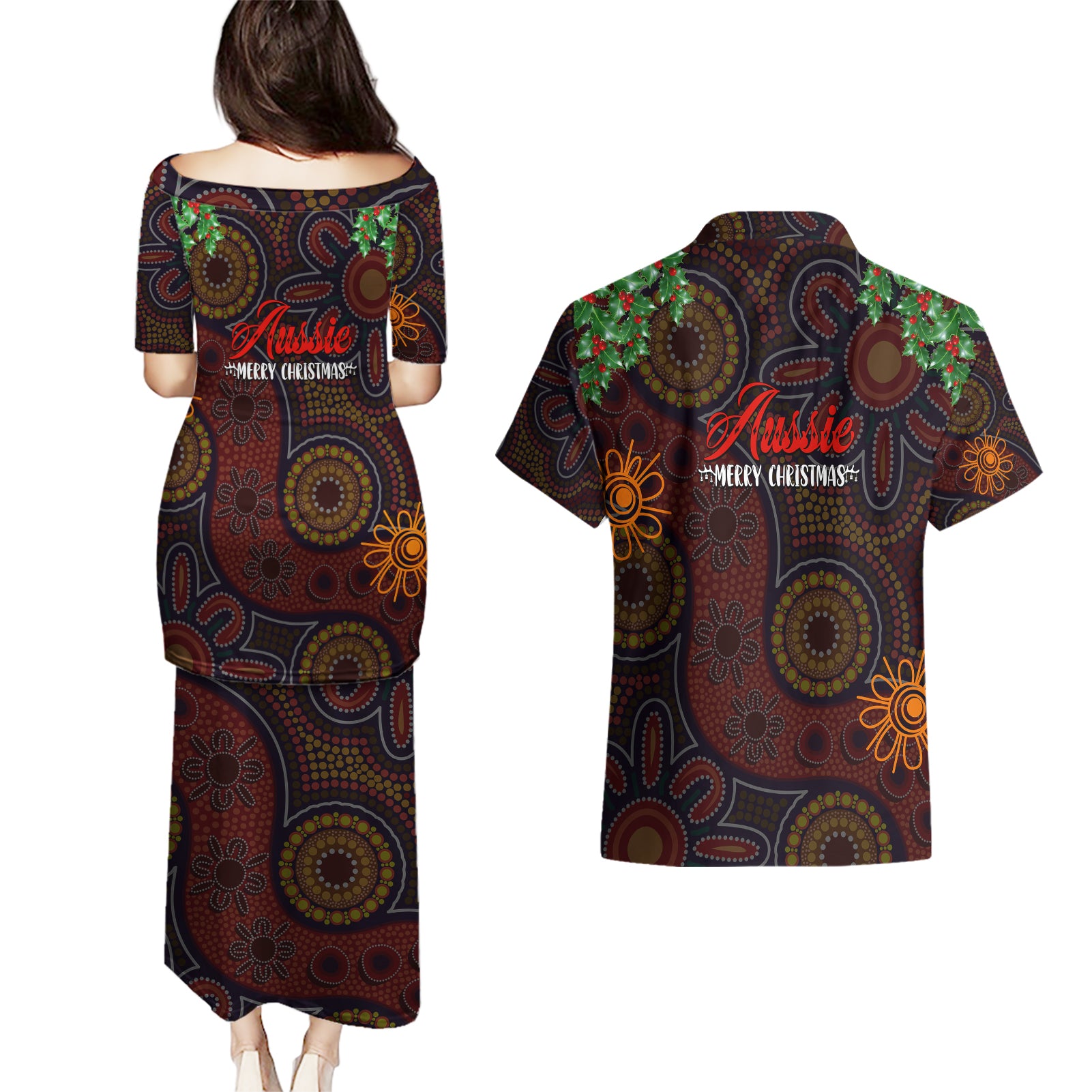 aboriginal-christmas-couples-matching-puletasi-dress-and-hawaiian-shirt-aussie-koala-christmas-tree-with-aboriginal-inspired