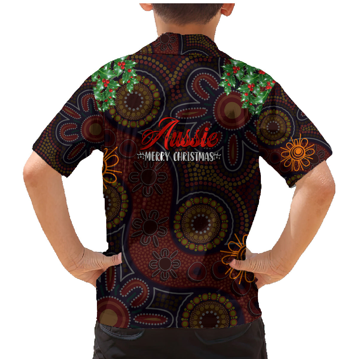 aboriginal-christmas-family-matching-mermaid-dress-and-hawaiian-shirt-aussie-koala-christmas-tree-with-aboriginal-inspired