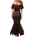 aboriginal-christmas-family-matching-mermaid-dress-and-hawaiian-shirt-aussie-koala-christmas-tree-with-aboriginal-inspired