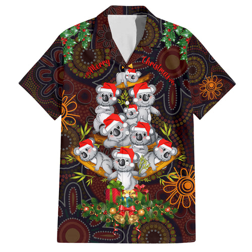 aboriginal-christmas-family-matching-off-shoulder-long-sleeve-dress-and-hawaiian-shirt-aussie-koala-christmas-tree-with-aboriginal-inspired