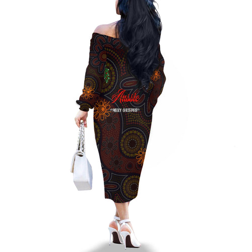 aboriginal-christmas-family-matching-off-shoulder-long-sleeve-dress-and-hawaiian-shirt-aussie-koala-christmas-tree-with-aboriginal-inspired