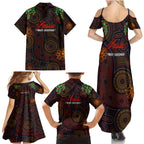 aboriginal-christmas-family-matching-summer-maxi-dress-and-hawaiian-shirt-aussie-koala-christmas-tree-with-aboriginal-inspired