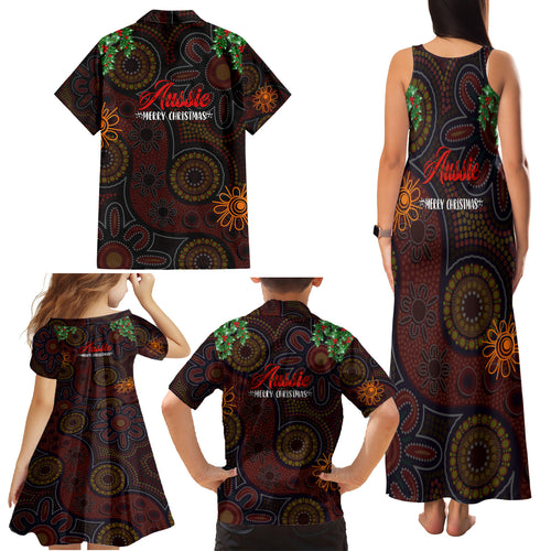 aboriginal-christmas-family-matching-tank-maxi-dress-and-hawaiian-shirt-aussie-koala-christmas-tree-with-aboriginal-inspired