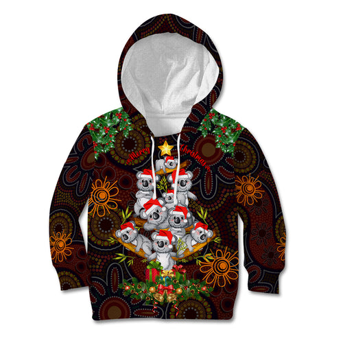 aboriginal-christmas-kid-hoodie-aussie-koala-christmas-tree-with-aboriginal-inspired