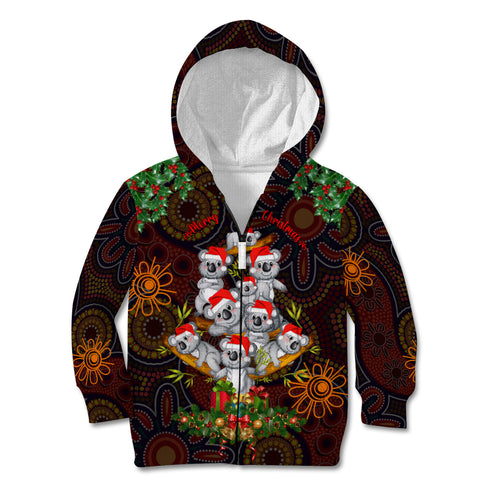 aboriginal-christmas-kid-hoodie-aussie-koala-christmas-tree-with-aboriginal-inspired
