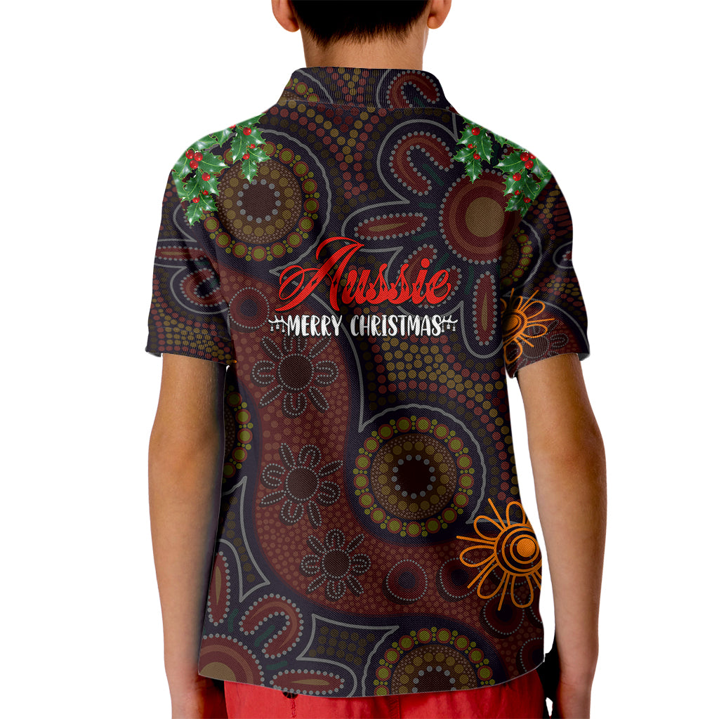 aboriginal-christmas-kid-polo-shirt-aussie-koala-christmas-tree-with-aboriginal-inspired