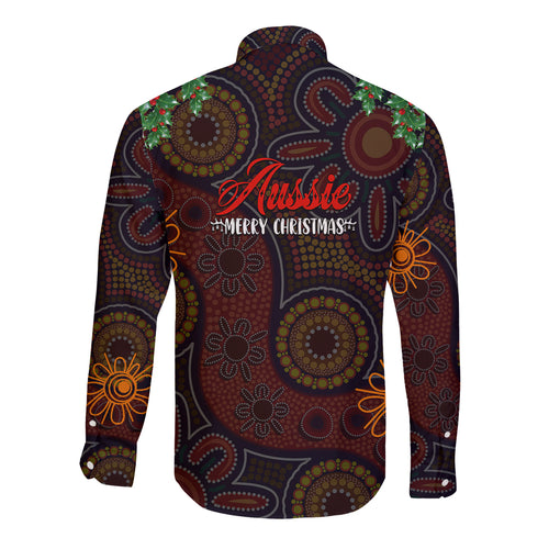 aboriginal-christmas-long-sleeve-button-shirt-aussie-koala-christmas-tree-with-aboriginal-inspired