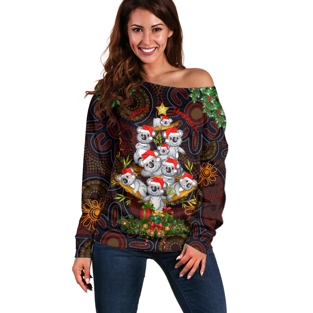 aboriginal-christmas-off-shoulder-sweater-aussie-koala-christmas-tree-with-aboriginal-inspired