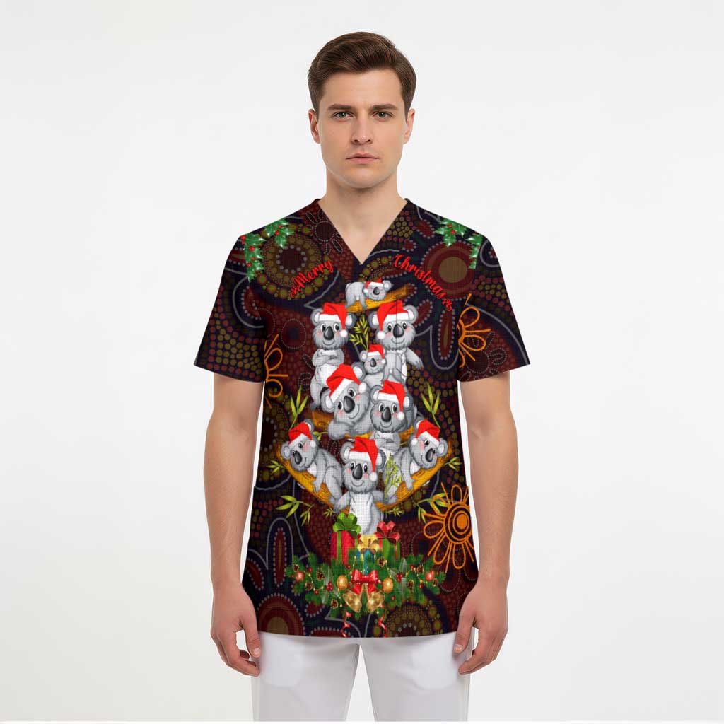 Aboriginal Christmas Scrub Top Aussie Koala Christmas Tree with Aboriginal Inspired - Aussie Hoodie