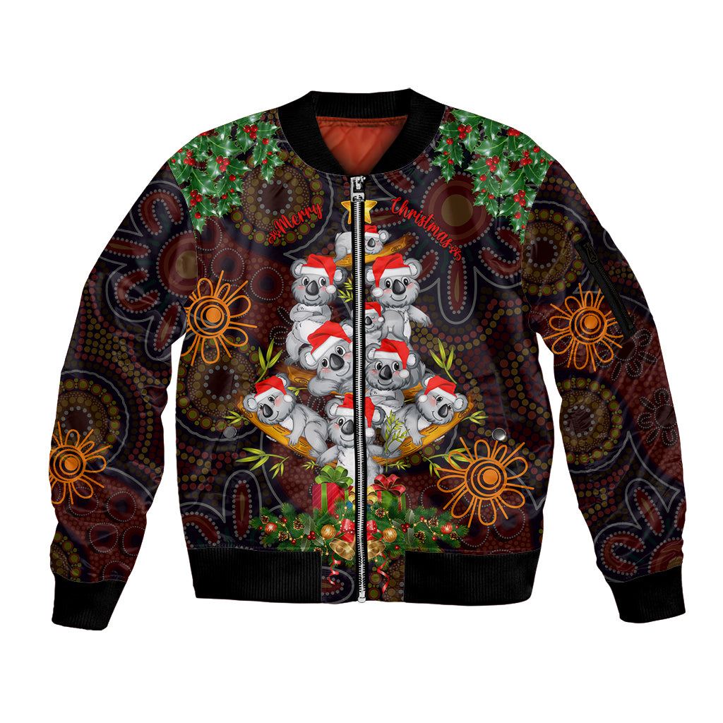 aboriginal-christmas-sleeve-zip-bomber-jacket-aussie-koala-christmas-tree-with-aboriginal-inspired
