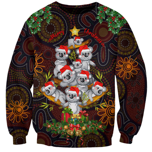 aboriginal-christmas-sweatshirt-aussie-koala-christmas-tree-with-aboriginal-inspired
