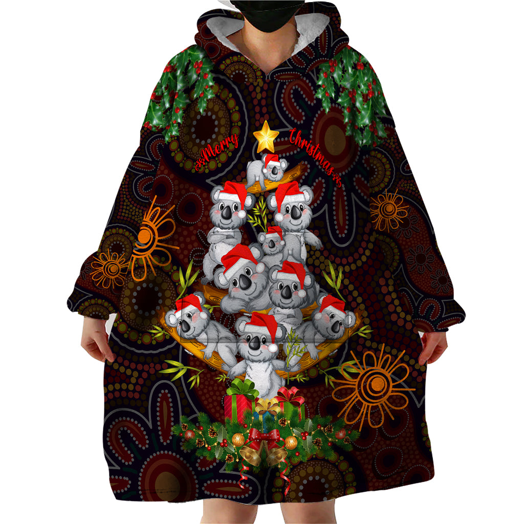 aboriginal-christmas-wearable-blanket-hoodie-aussie-koala-christmas-tree-with-aboriginal-inspired